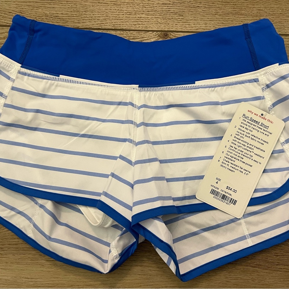 NWT Lululemon’s Original Speed shorts size 4